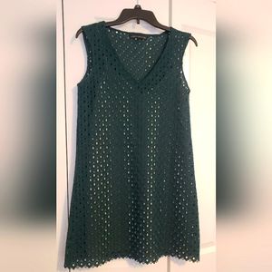 Mini lace dress green zara